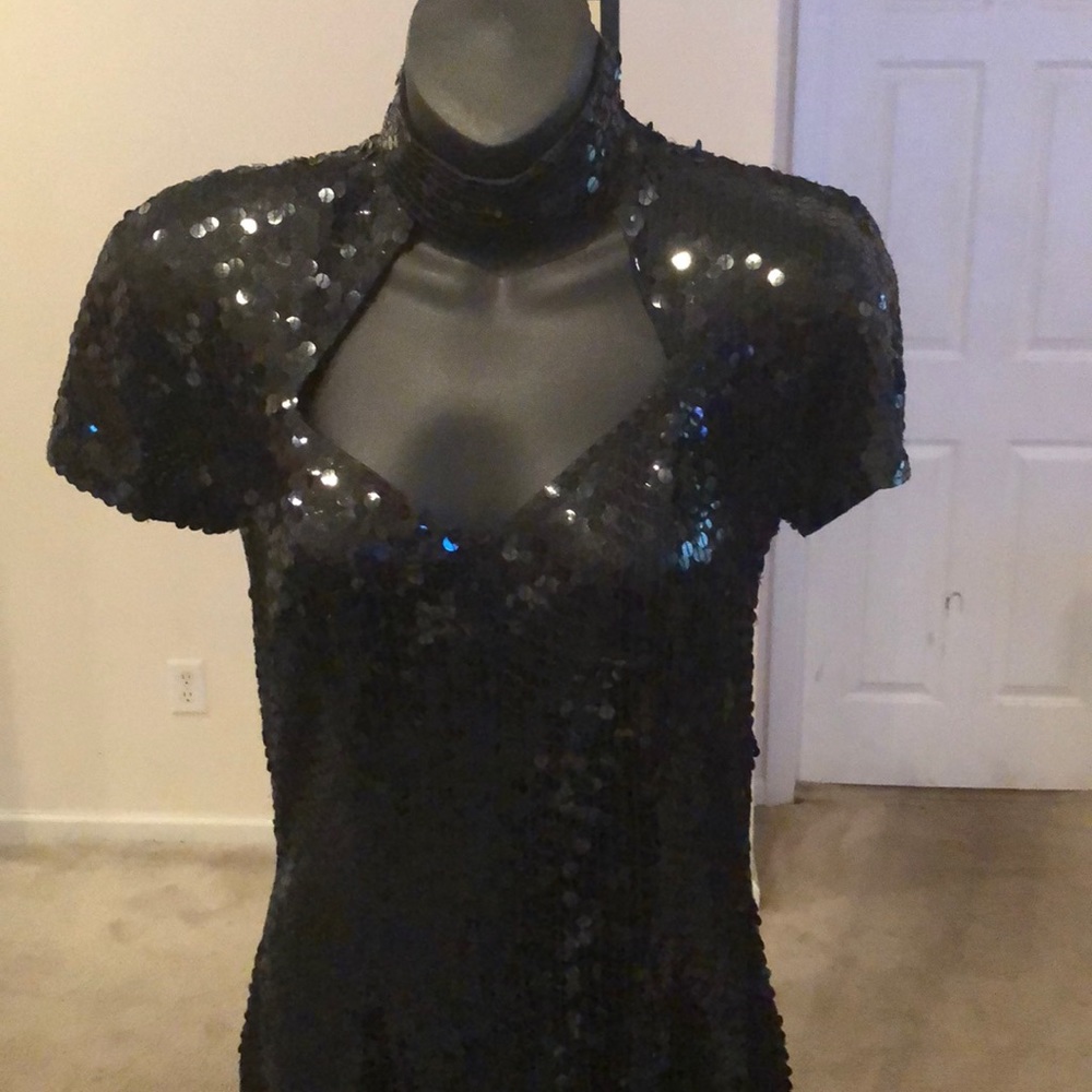 Black Sequins Evening Dress